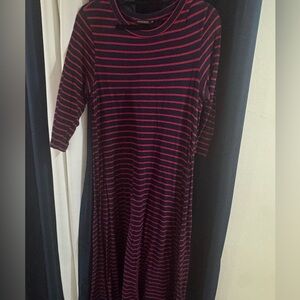 Nuggles Navy & Red Striped Midi Dress